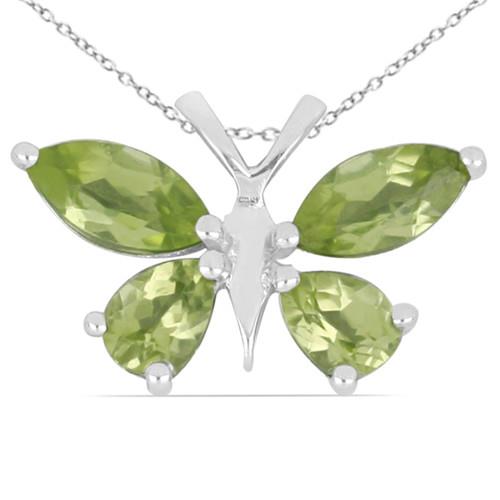 925 STERLING SILVER NATURAL PERIDOT GEMSTONE BUTTERFLY DESIGN PENDANT  